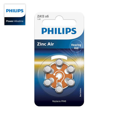 ZA13B6A PHILIPS 1.4V Alkaline Button Cell Long Lasting Hearing Aids