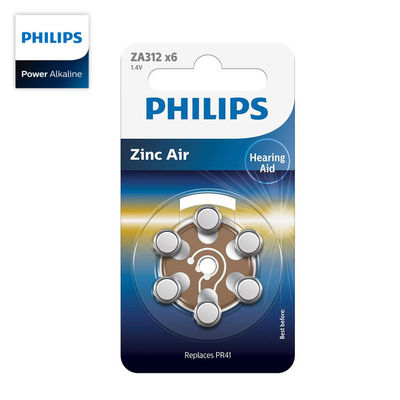 ZA13B6A PHILIPS 1.4V Alkaline Button Cell Long Lasting Hearing Aids
