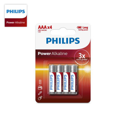 Blister Pack 1170mAh PHILIPS Power Alkaline AAA LR03P4B/97 Useful In Life