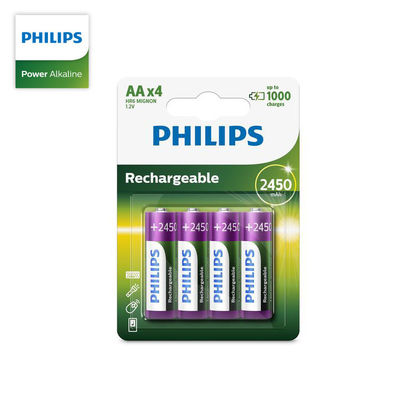 2450mAh 1.2v AA Nickel Metal Hydride Batteries Rechargeable PHILIPS