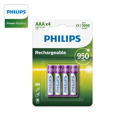 950mAh 1.2v Philips NIMH Rechargeable Batteries AAA R03B4A95/97