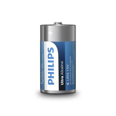 Extra Long Lasting Ultra Alkaline Battery 2C PHILIPS 7500mAh