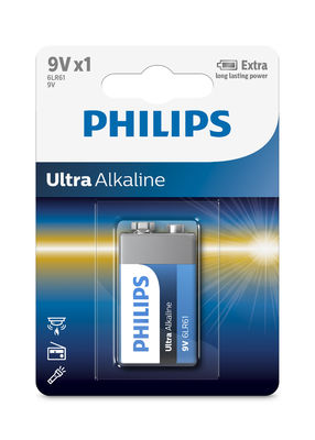 Anti Short Circuit Premium Alkaline Battery 9V 6LR61E1B Blister Pack