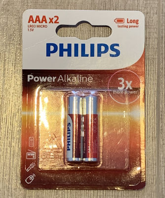 Baby Toys PHILIPS 2 AAA Alkaline Batteries 9V LR03P2B ROHS Approved