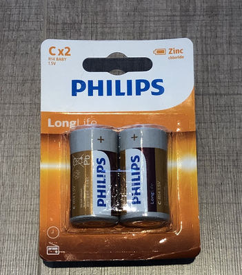 7500mAh PHILIPS Zinc Carbon Battery C For Clocks Calculators Controls