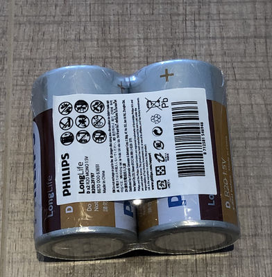 Long Life PHILIPS 2 D Zinc Carbon Battery 18000mAh Environmentally Friendly