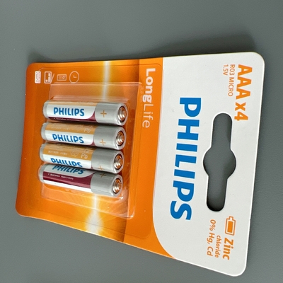 Non Toxic 4 AAA Zinc Carbon Battery 1170mAh Environmentally Friendly