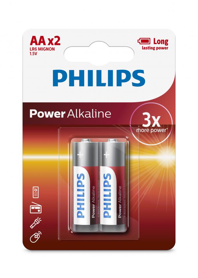 LR6P2B Power Alkaline Battery Voltage 1.5V PHILIPS Flashlight Aa Batteries