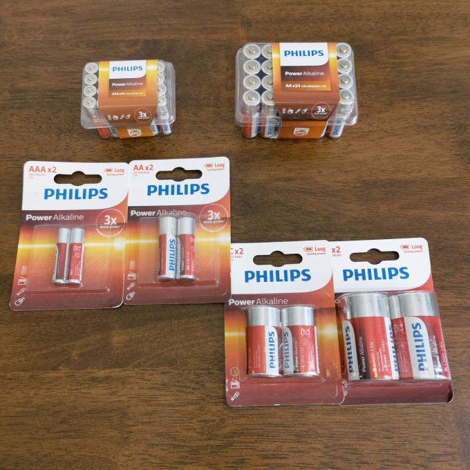 Non Rechargeable PHILIPS Power Alkaline AA Lr6 1.5 Volt Dry Cell Battery