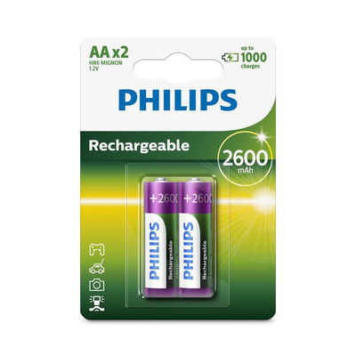 Philips AA 2000mah Nimh Rechargeable Battery Low Discharge Rate